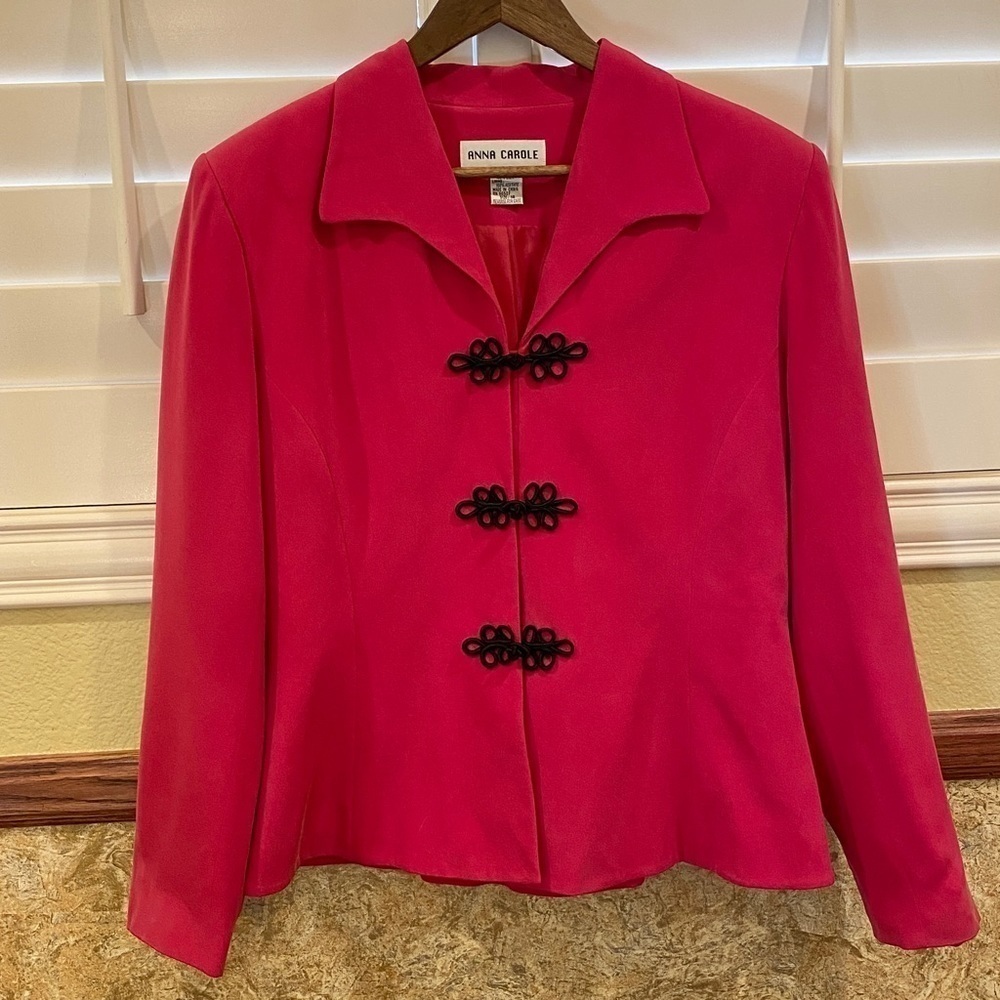 Anna Carole Sz 14 Silk 100% Blazer Shoulder Pads Hot Pink Barbiecore Barbie - Picture 6 of 10